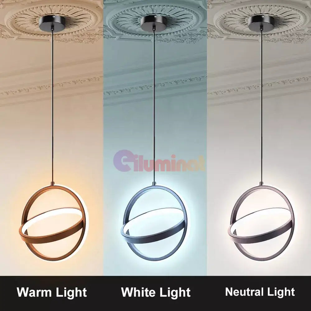 Lustra Led Suspendata Infinity Rings Black Echivalent 200W Led Ceiling Light