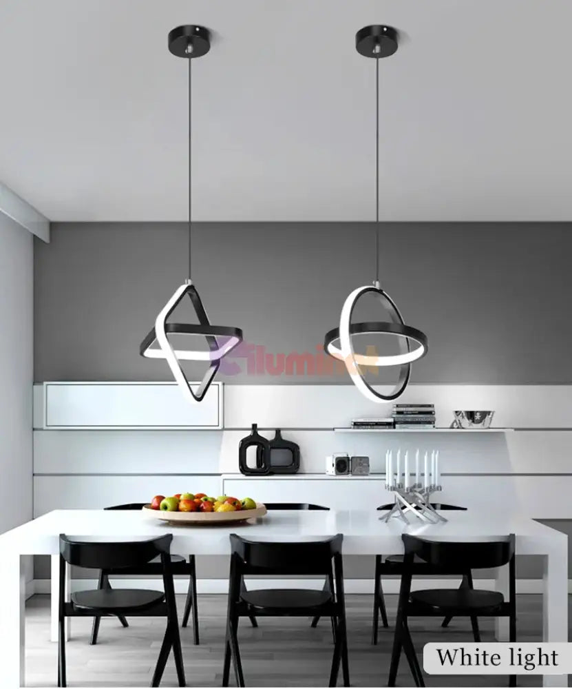 Lustra Led Suspendata Infinity Rings Black Echivalent 200W Led Ceiling Light