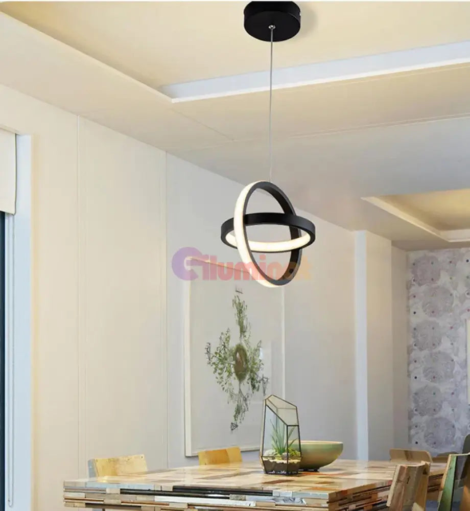 Lustra Led Suspendata Infinity Rings Black Echivalent 200W Led Ceiling Light