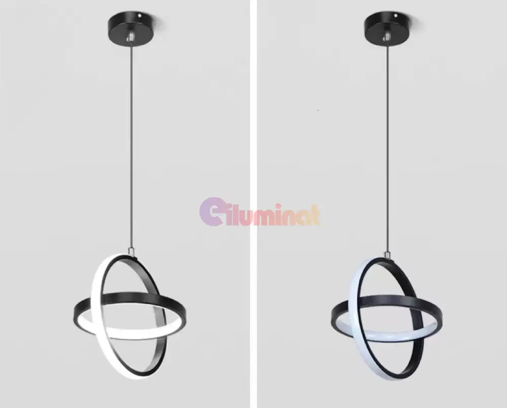 Lustra Led Suspendata 26W Infinity Ring Black 3 Functii Led Ceiling Light