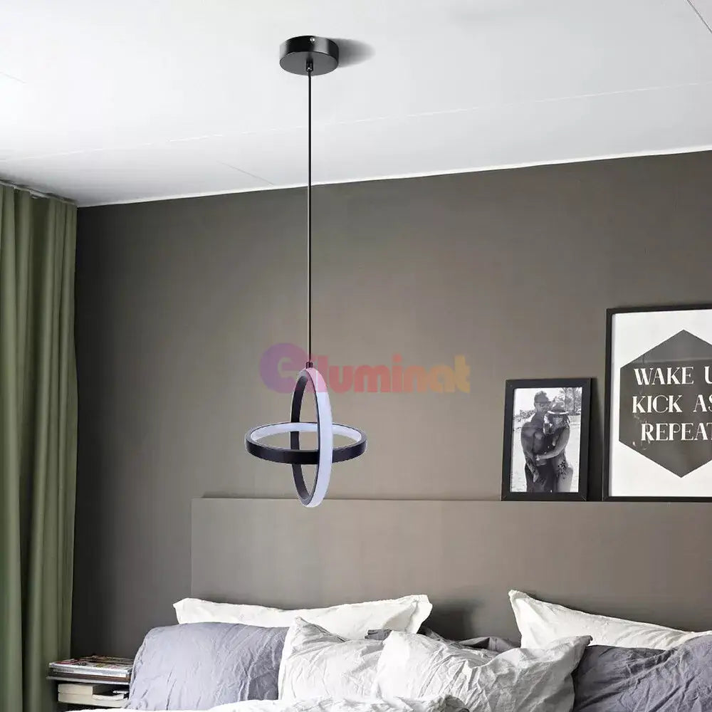 Lustra Led Suspendata Infinity Rings Black Echivalent 200W Led Ceiling Light