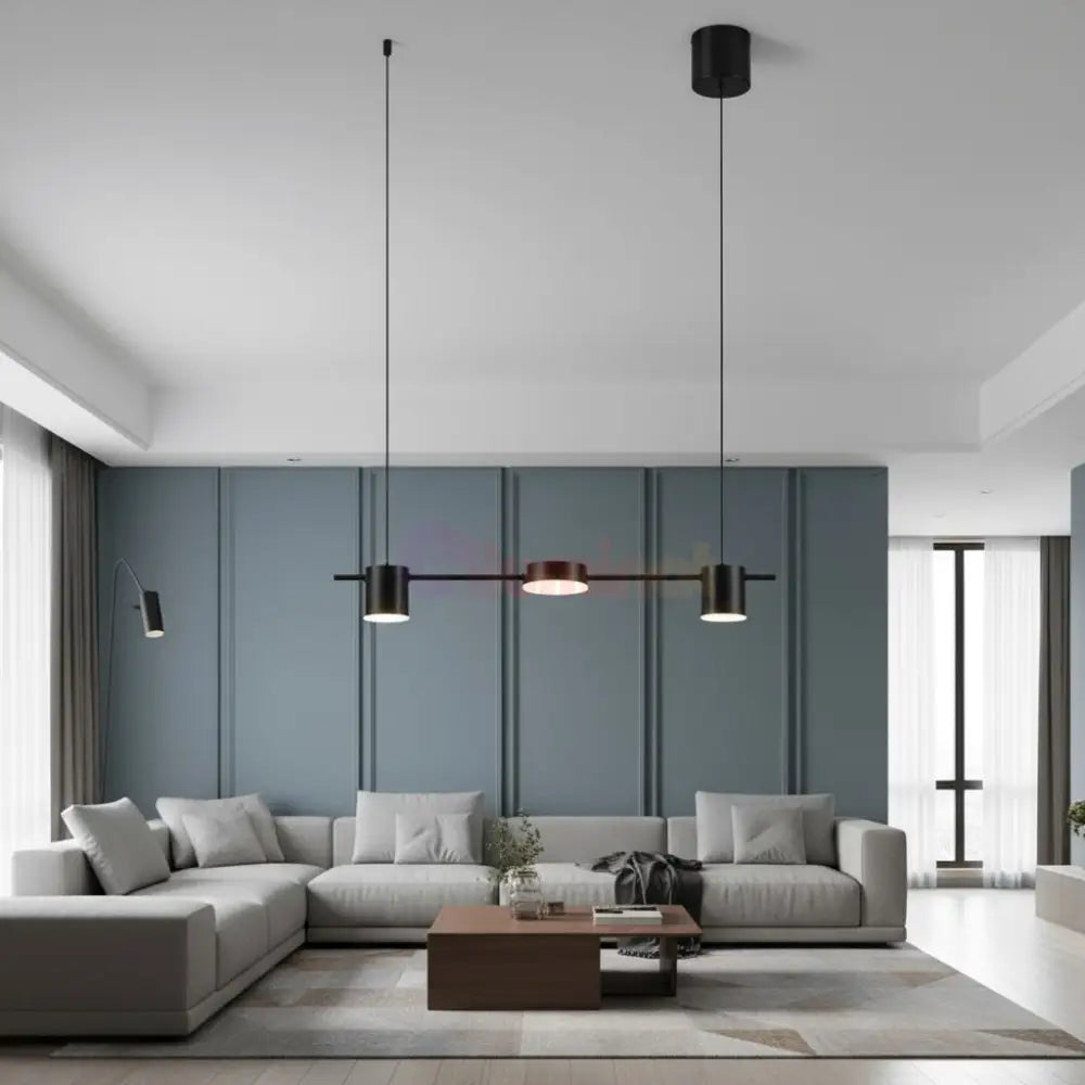 Lustra LED Suspendata Nordic Style Black Echivalent 200W Telecomanda Lighting Fixtures
