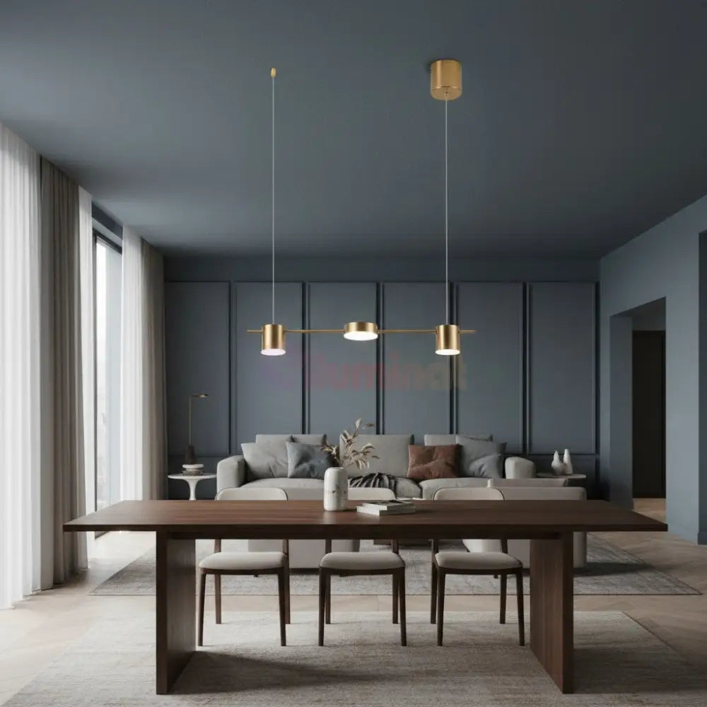 Lustra LED Suspendata Nordic Style Gold Echivalent 200W Telecomanda Lighting Fixtures
