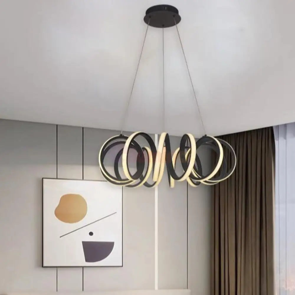 Lustra LED Suspendata POVRA Black Echivalent 300W Telecomanda led ceiling light