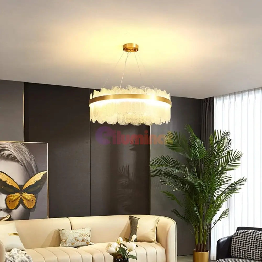 Lustra Led Suspendata Queen Gold Cristal Ceiling Light Fixtures