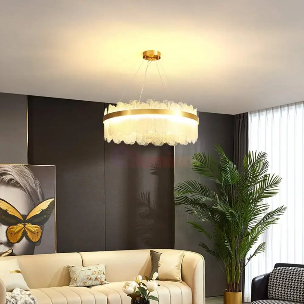 Lustra Led Suspendata Queen Gold Cristal Ceiling Light Fixtures
