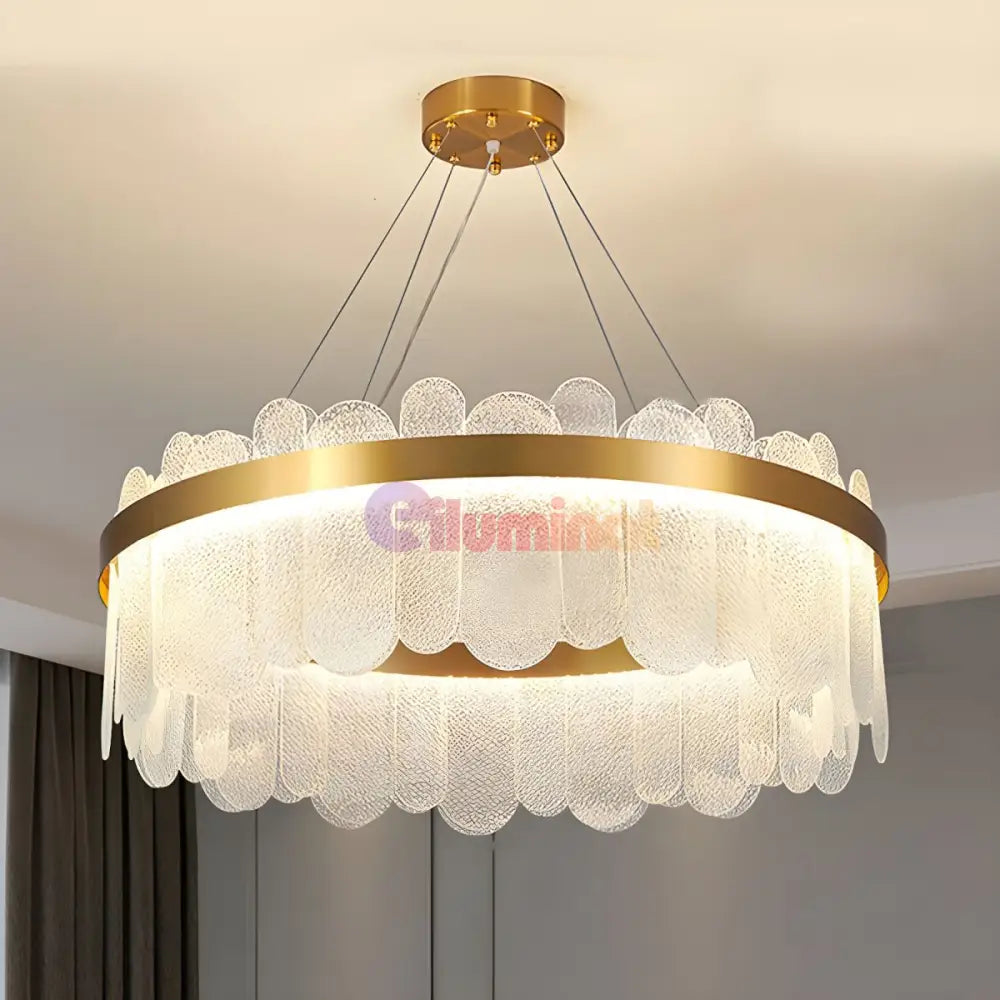 Lustra Led Suspendata Queen Gold Cristal Ceiling Light Fixtures