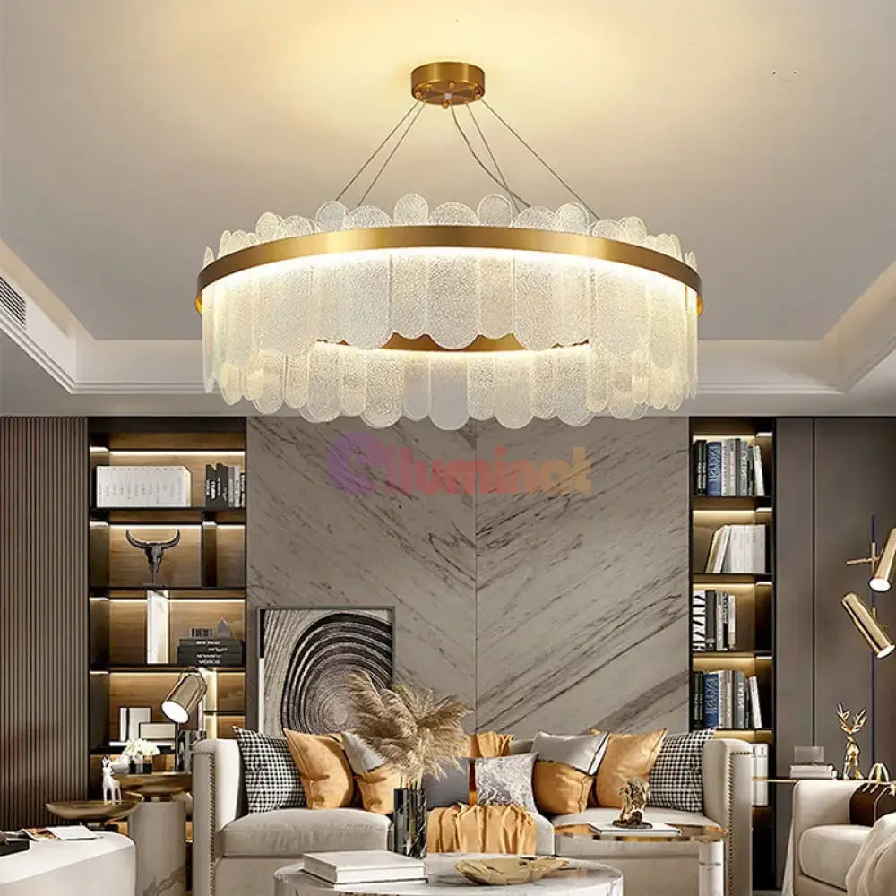 Lustra Led Suspendata Queen Gold Cristal Ceiling Light Fixtures