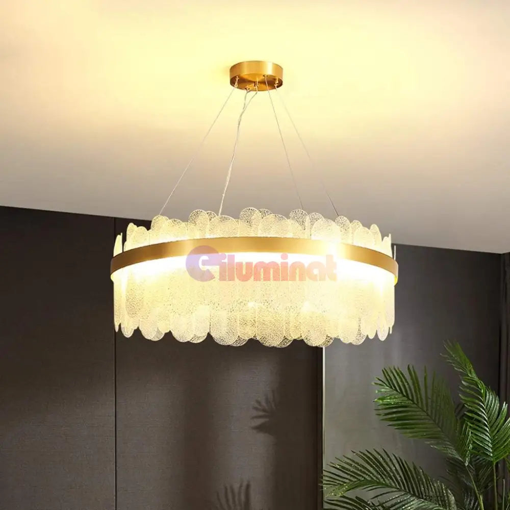 Lustra Led Suspendata Queen Gold Cristal Ceiling Light Fixtures