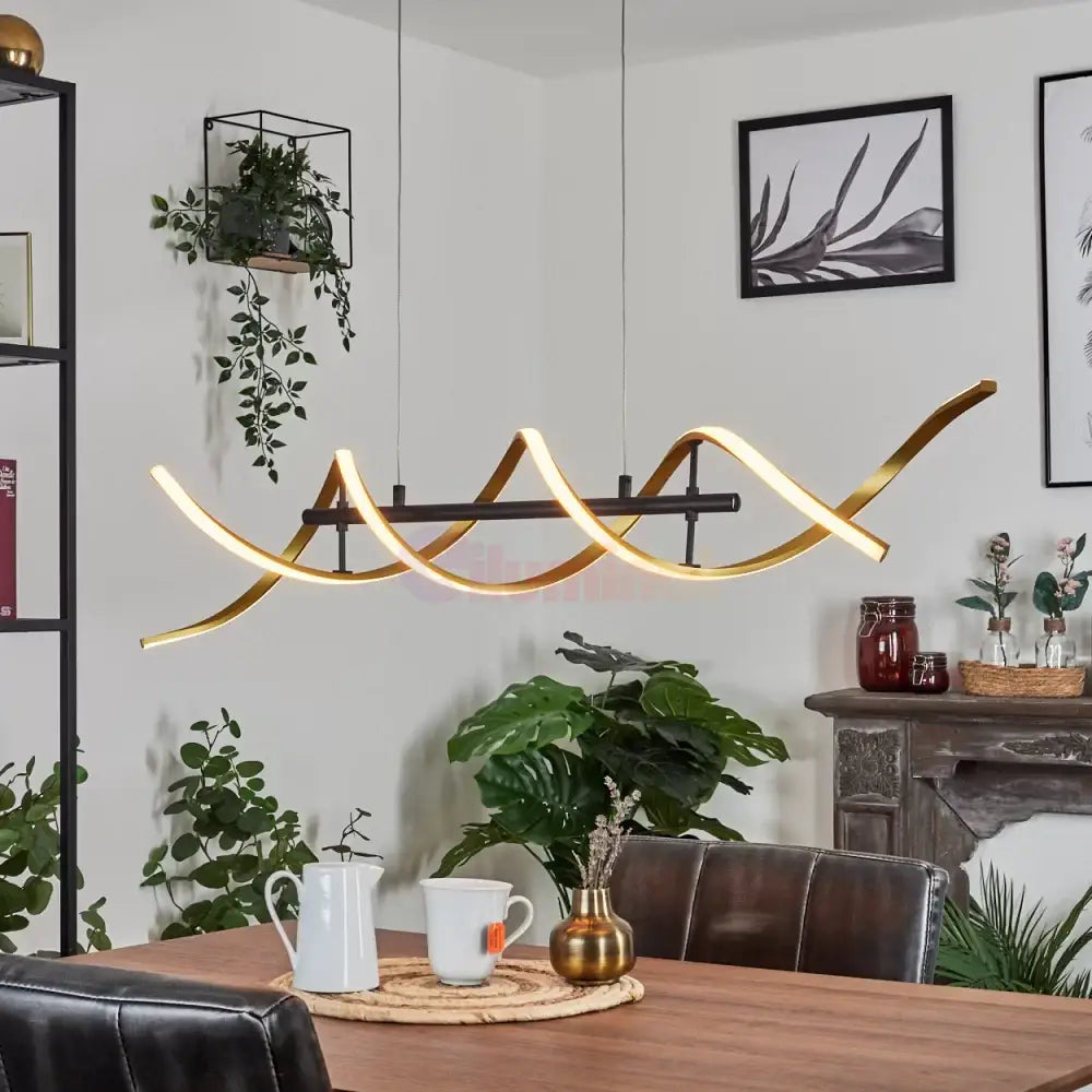 Lustra Led Suspendata Sequence Gold + Black Echivalent 300W Lighting Fixtures