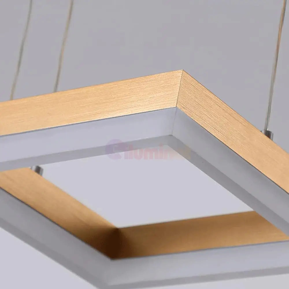 Lustra Led Suspendata Squares Auriu Echivalent 400W Telecomanda Lighting Fixtures