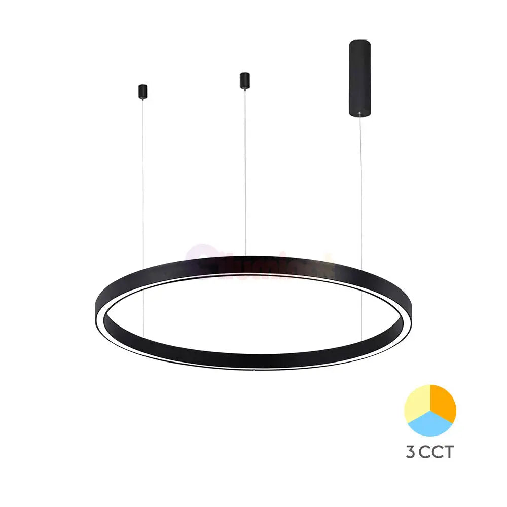 Lustra LED Suspendata TULLIO 60cm Black 1 Segment Echivalent 300W NEAGRA / SUSPENDATE / 60CM Lighting Fixtures