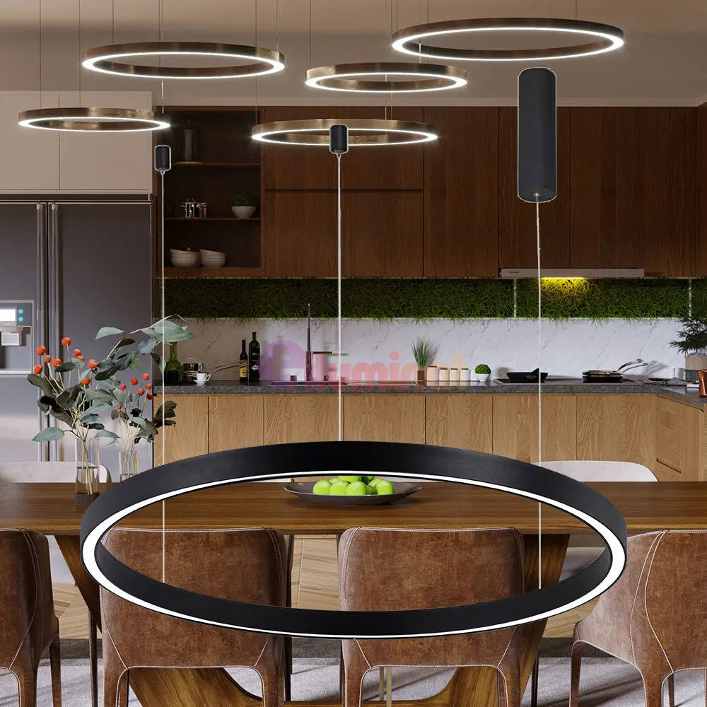 Lustra LED Suspendata TULLIO 60cm Black 1 Segment Echivalent 300W NEAGRA / SUSPENDATE / 60CM Lighting Fixtures