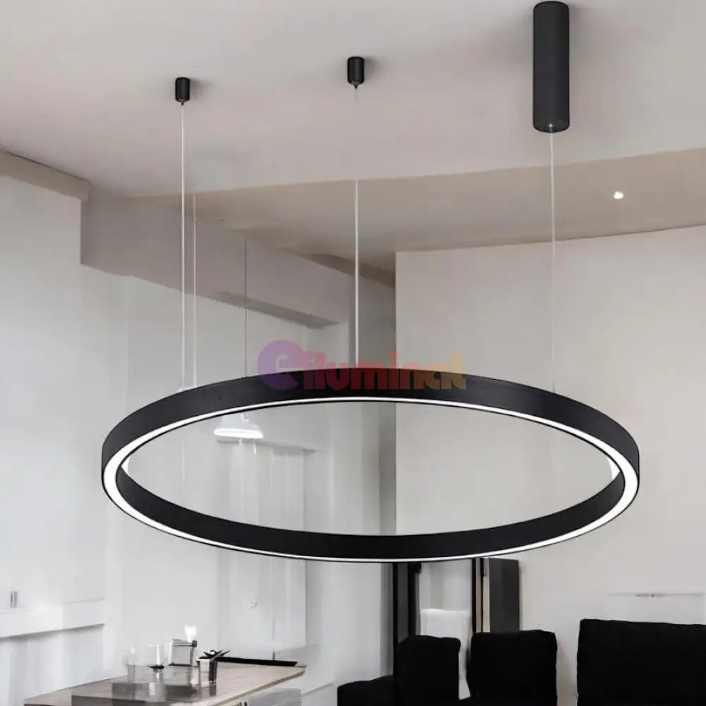 Lustra LED Suspendata TULLIO 60cm Black 1 Segment Echivalent 300W NEAGRA / SUSPENDATE / 60CM Lighting Fixtures