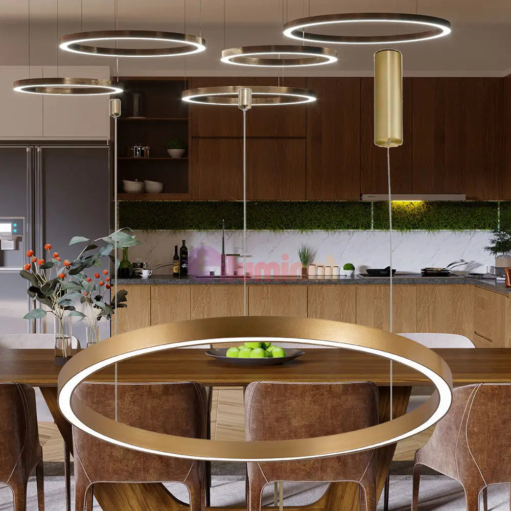 Lustra LED Suspendata TULLIO 60cm Gold 1 Segment Echivalent 300W AURIE / SUSPENDATE / 60CM Lighting Fixtures
