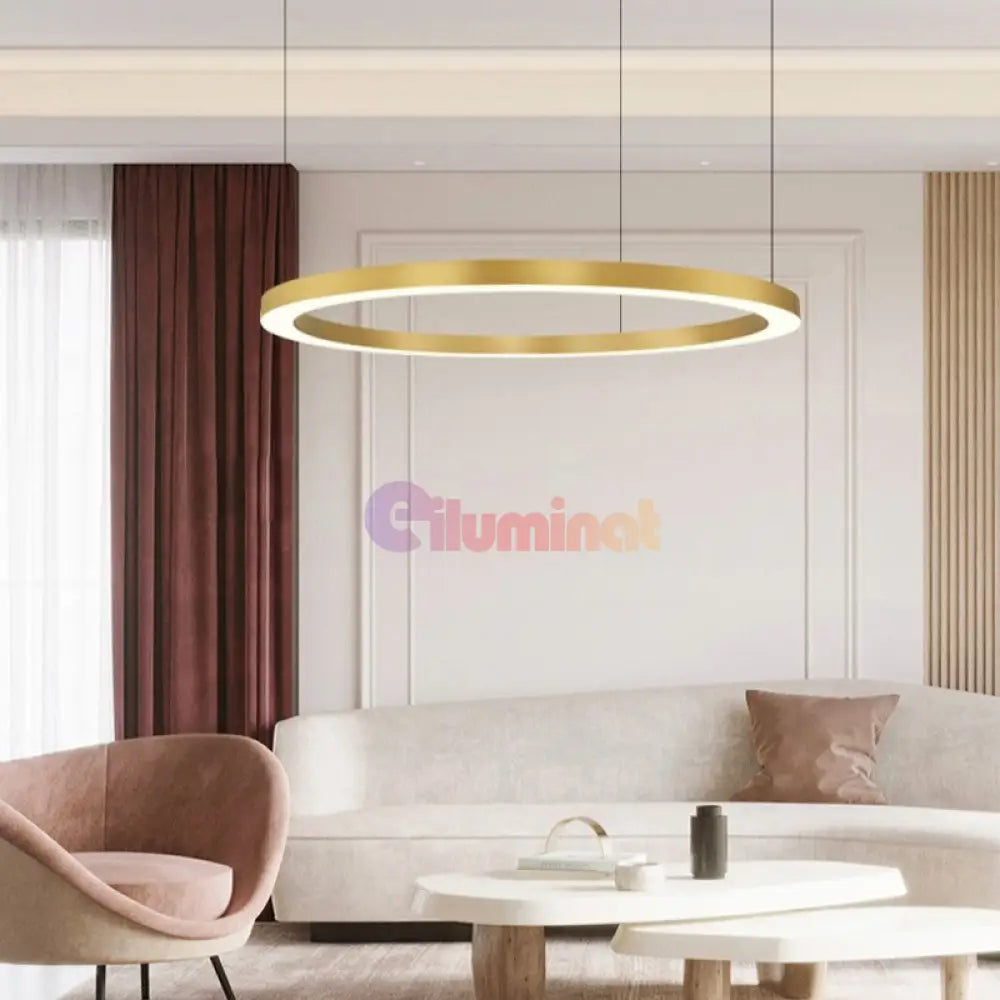 Lustra LED Suspendata TULLIO 60cm Gold 1 Segment Echivalent 300W AURIE / SUSPENDATE / 60CM Lighting Fixtures