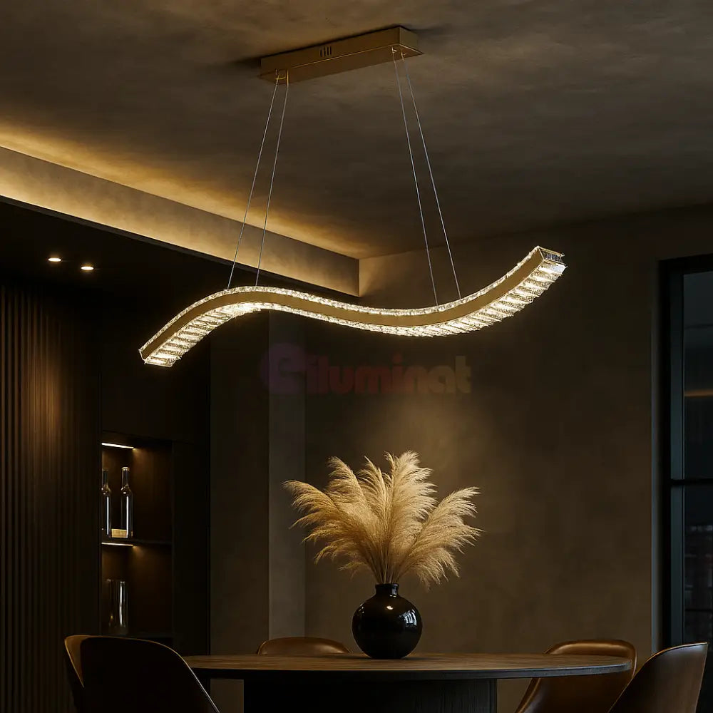 Lustra LED Suspendata Voltra Echivalent 300W Gold AURIE / CRISTAL Chandeliers Crystal