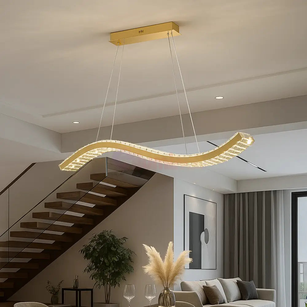 Lustra LED Suspendata Voltra Echivalent 300W Gold AURIE / CRISTAL Chandeliers Crystal