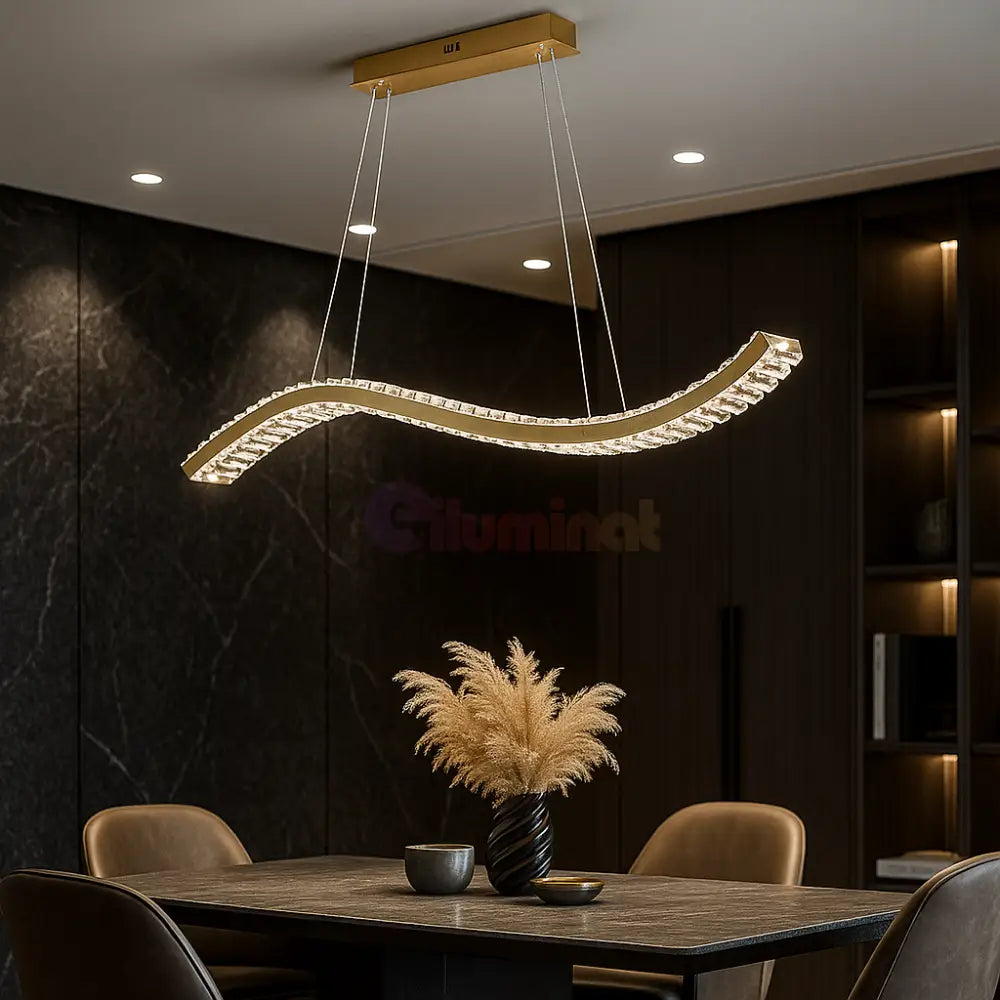 Lustra LED Suspendata Voltra Echivalent 300W Gold AURIE / CRISTAL Chandeliers Crystal