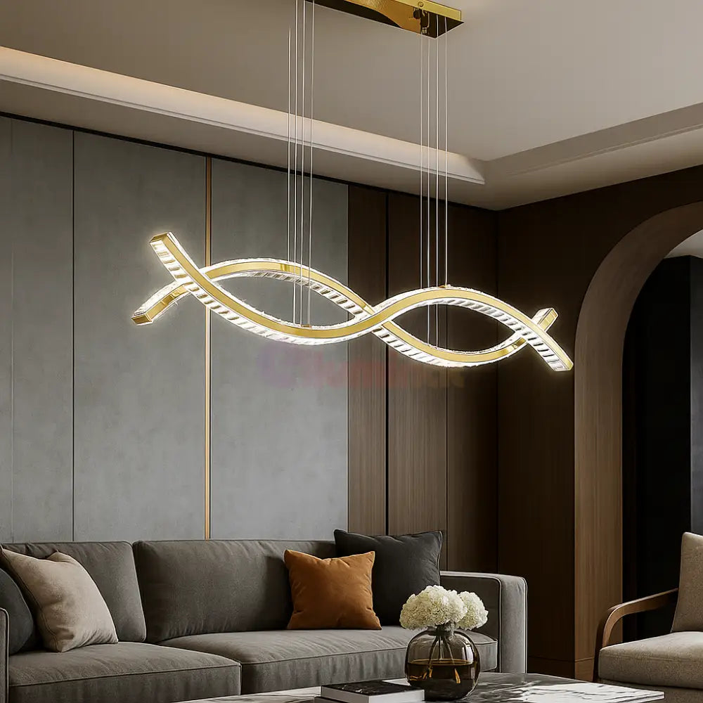 Lustra LED Suspendata Voltra Echivalent 500W Gold AURIE / CRISTAL Chandeliers Crystal