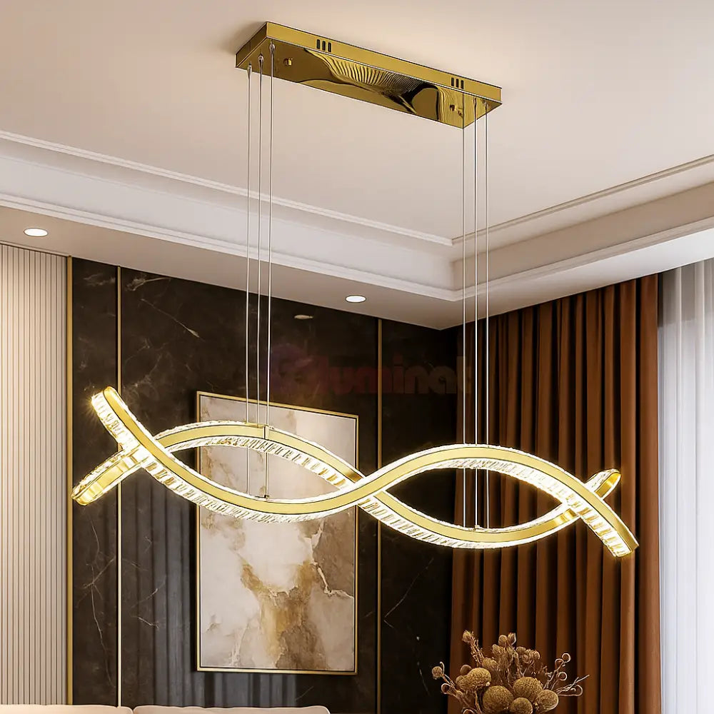Lustra LED Suspendata Voltra Echivalent 500W Gold AURIE / CRISTAL Chandeliers Crystal