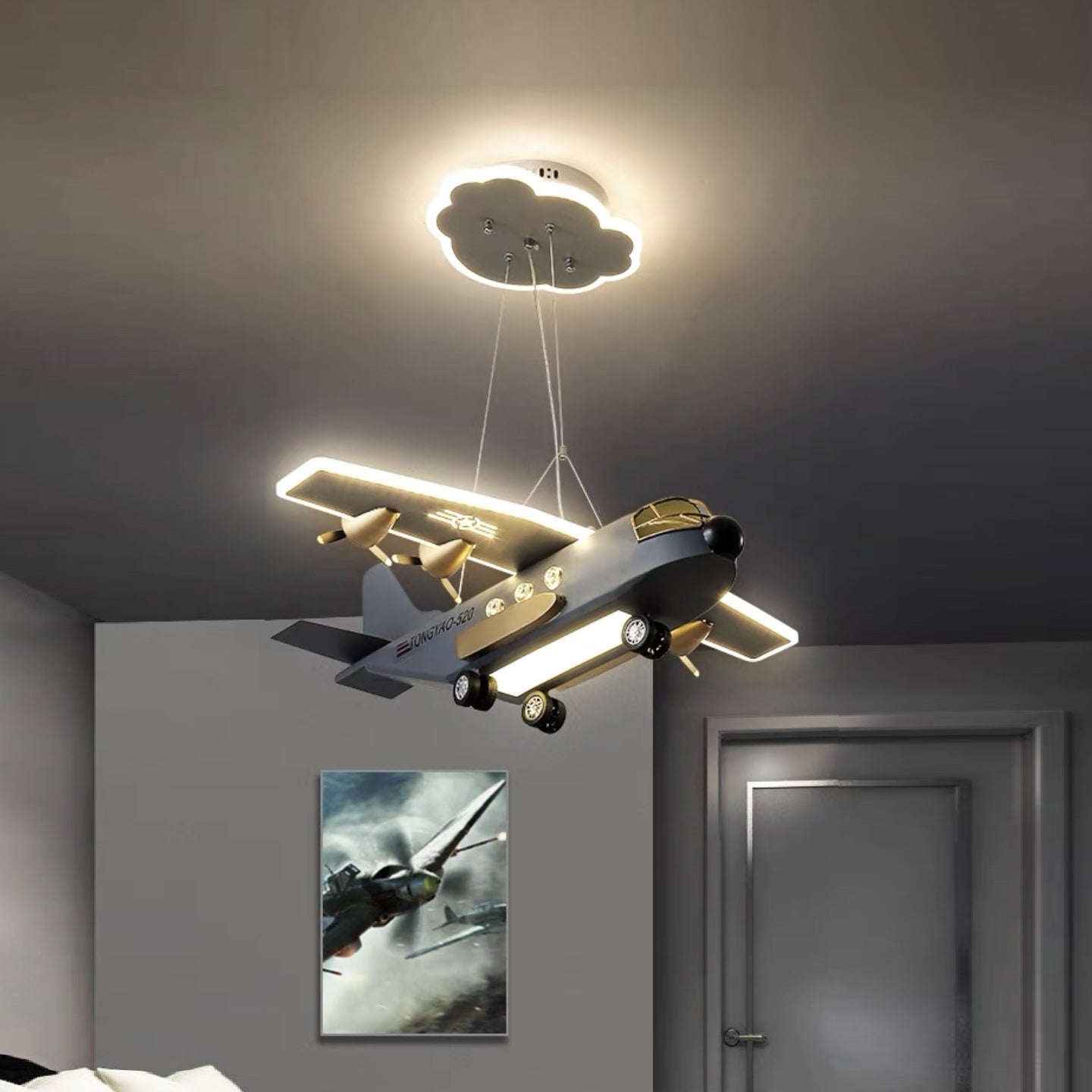 Lustra Led Suspendata War Plane Echivalent 300W Lighting Fixtures
