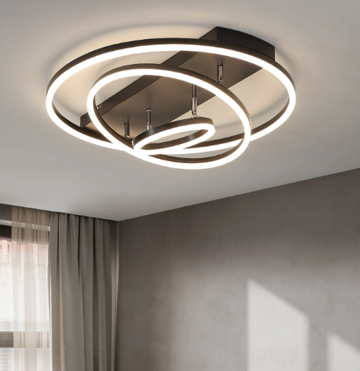 Lustra Led 160W Brown 3 Rings Reglabile Telecomanda Ceiling Light