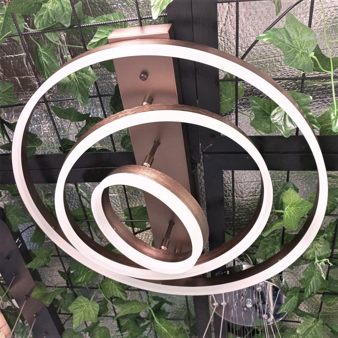 Lustra Led 160W Brown 3 Rings Reglabile Telecomanda Ceiling Light