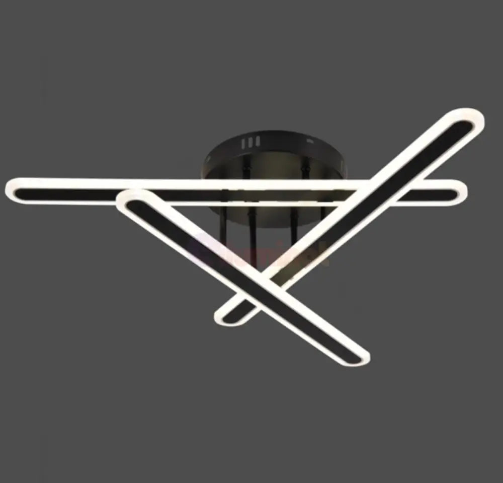 Lustra LED Tenzo Neagra 3 Linii Echivalent 400W Telecomanda NEAGRA / 50CM / MINIMALIST DESIGN Lighting Fixtures
