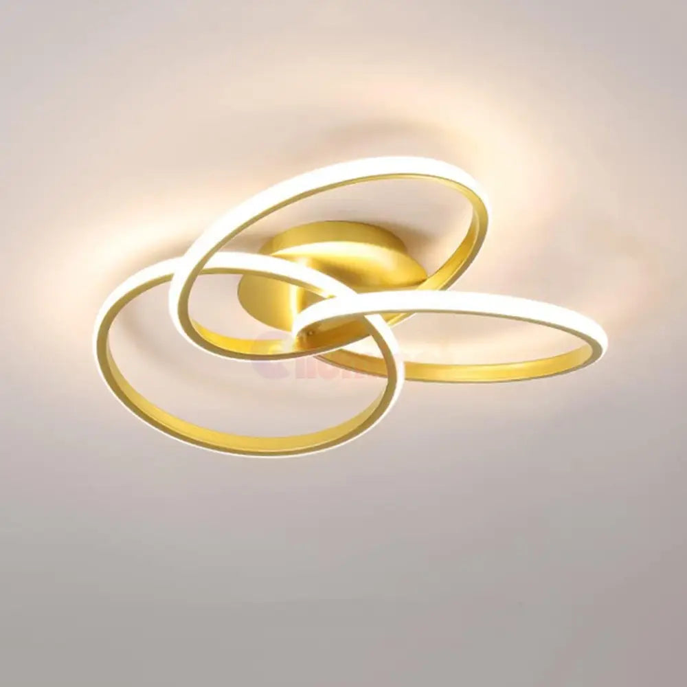 Lustra Led Three Rings Gold Echivalent 400W Cu Telecomanda Lighting Fixtures