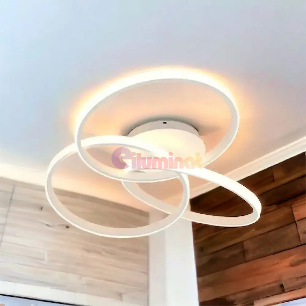 Lustra Led Three Rings White Echivalent 400W Cu Telecomanda Lighting Fixtures