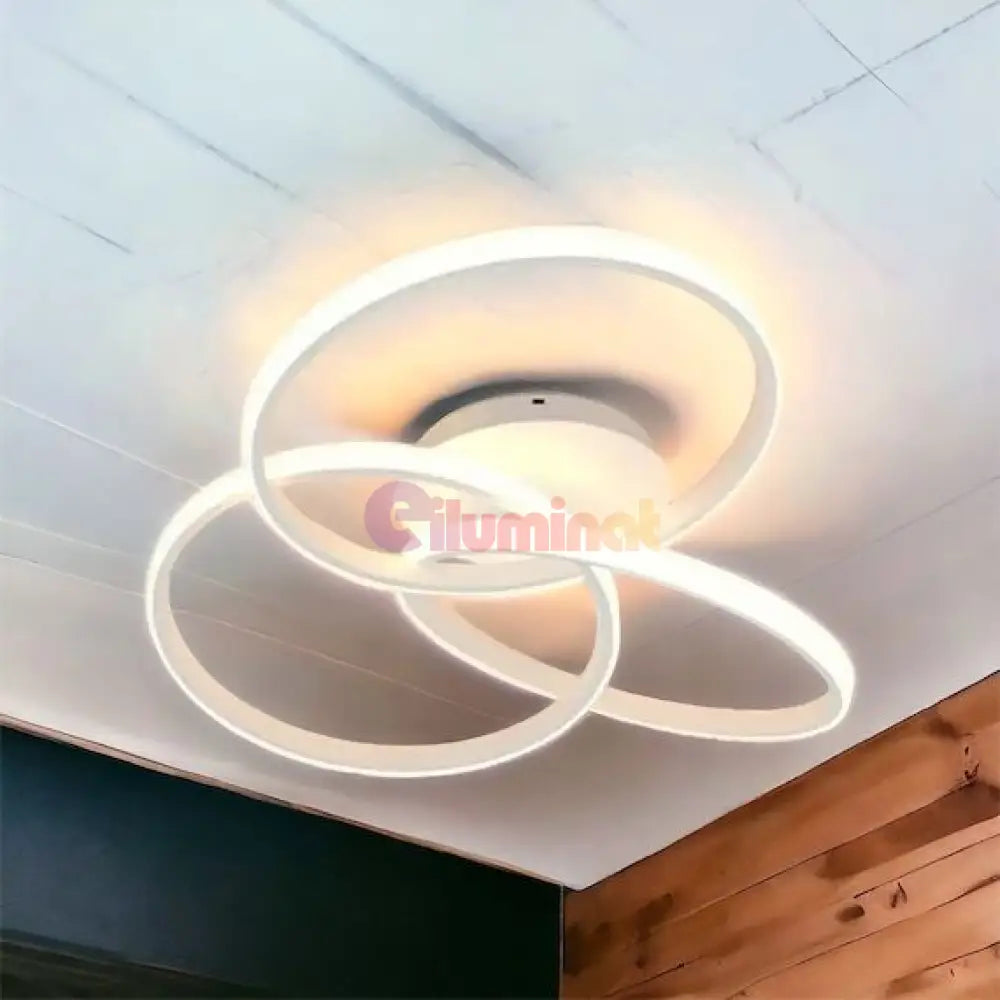 Lustra Led Three Rings White Echivalent 400W Cu Telecomanda Lighting Fixtures