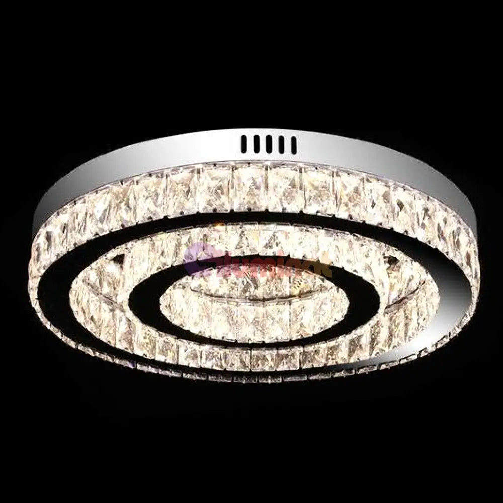 Lustra LED TWO CIRCLE Cristal Echivalent 500W Telecomanda CHROME / 50CM / CRISTAL Lighting Fixtures