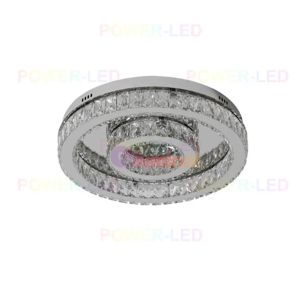 Lustra Led 84W Two Circle Cristal Telecomanda Lighting Fixtures