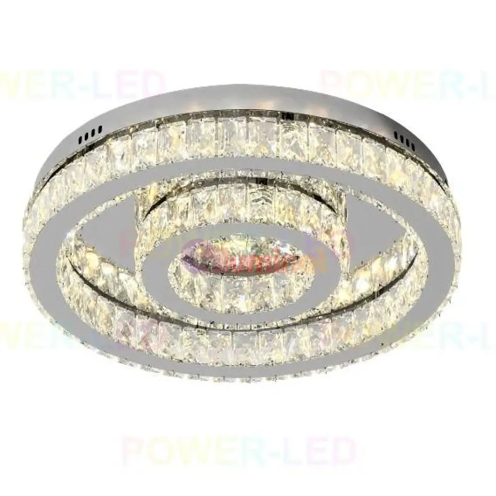 Lustra Led 84W Two Circle Cristal Telecomanda Lighting Fixtures