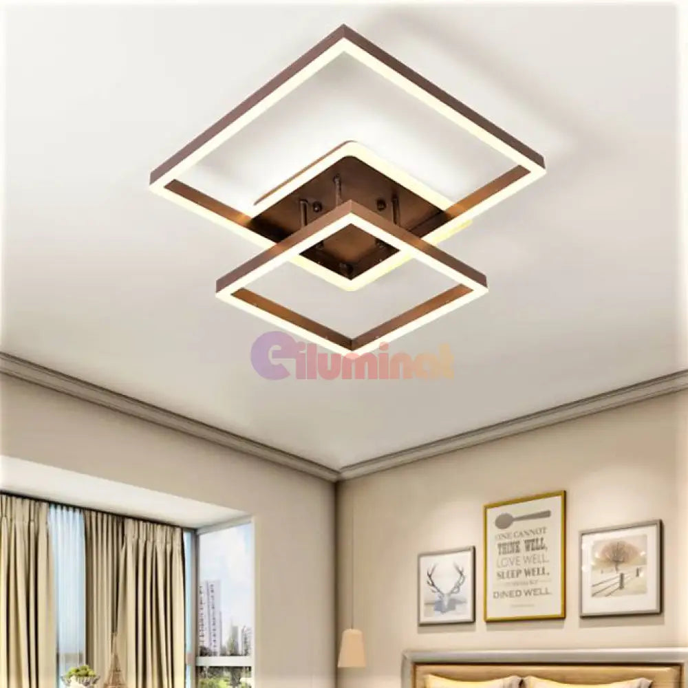 Lustra Led 160W Two Square Design Maro Telecomanda Lighting Fixtures