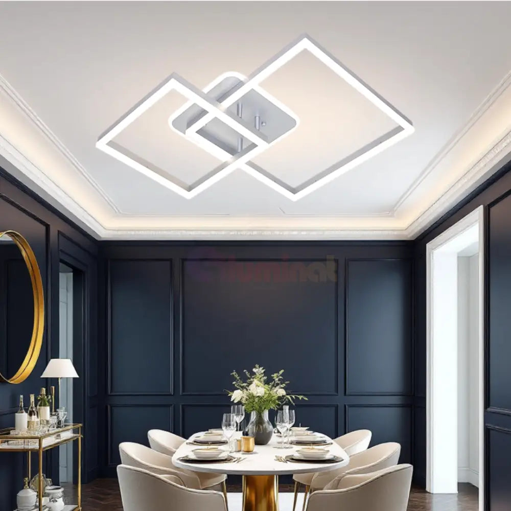 Lustra LED TWO SQUARE SILVER Echivalent 600W Telecomanda SILVER / SQUARE DESIGN Lighting Fixtures