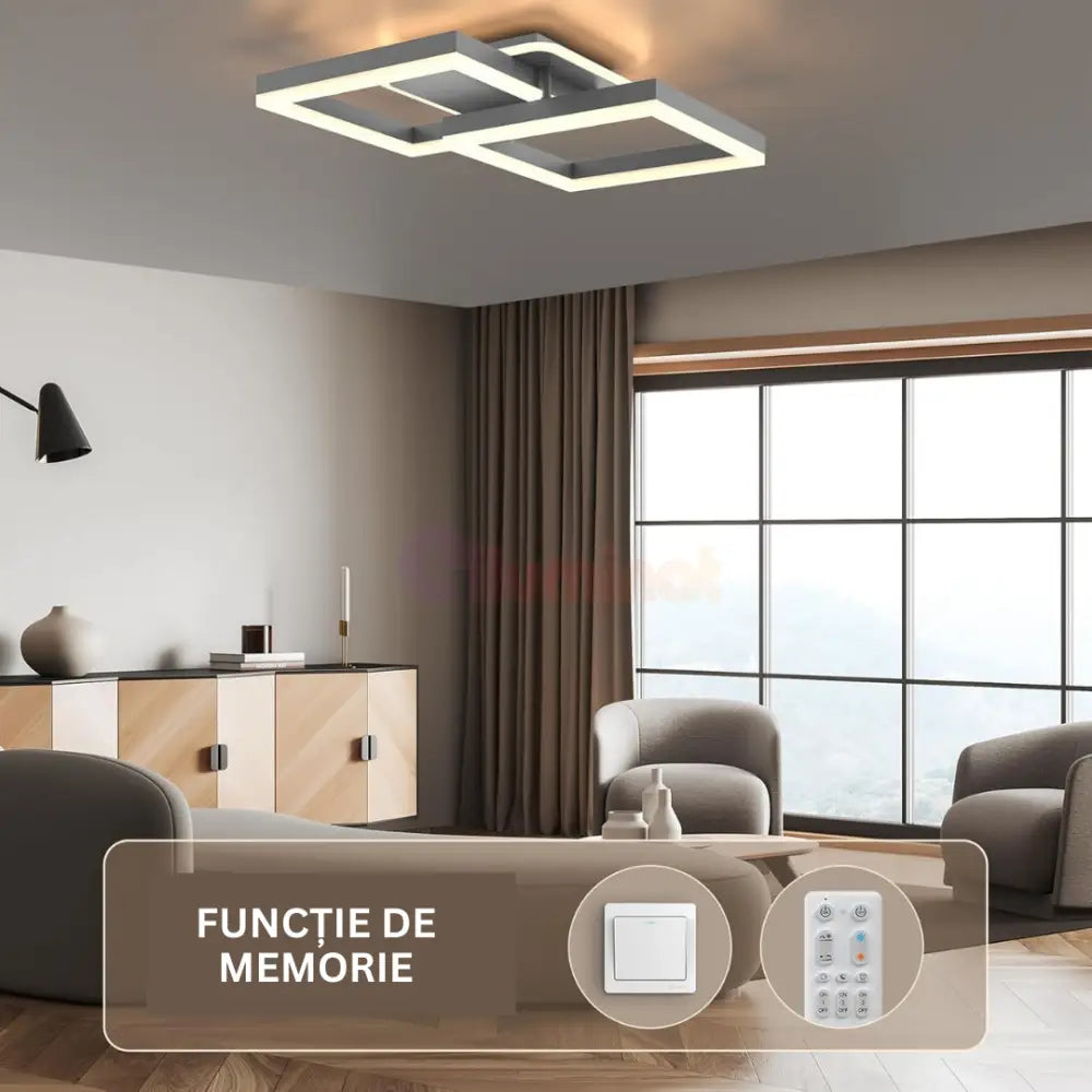 Lustra LED TWO SQUARE SILVER Echivalent 600W Telecomanda SILVER / SQUARE DESIGN Lighting Fixtures