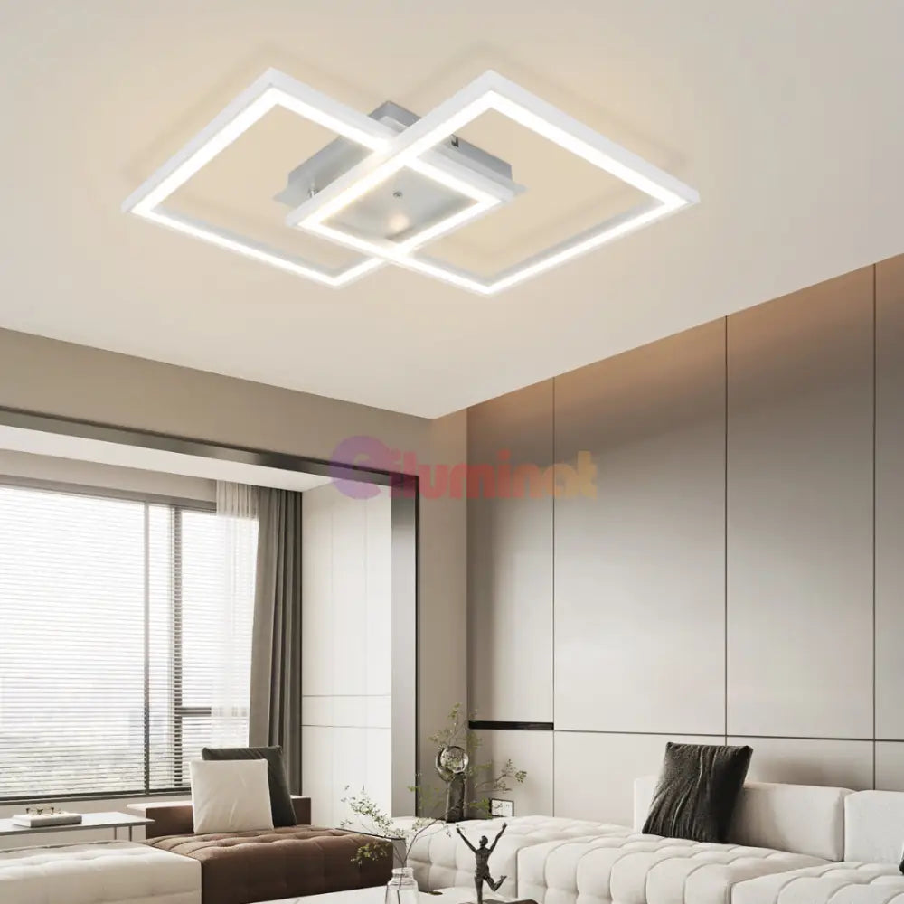 Lustra LED TWO SQUARE SILVER Echivalent 600W Telecomanda SILVER / SQUARE DESIGN Lighting Fixtures