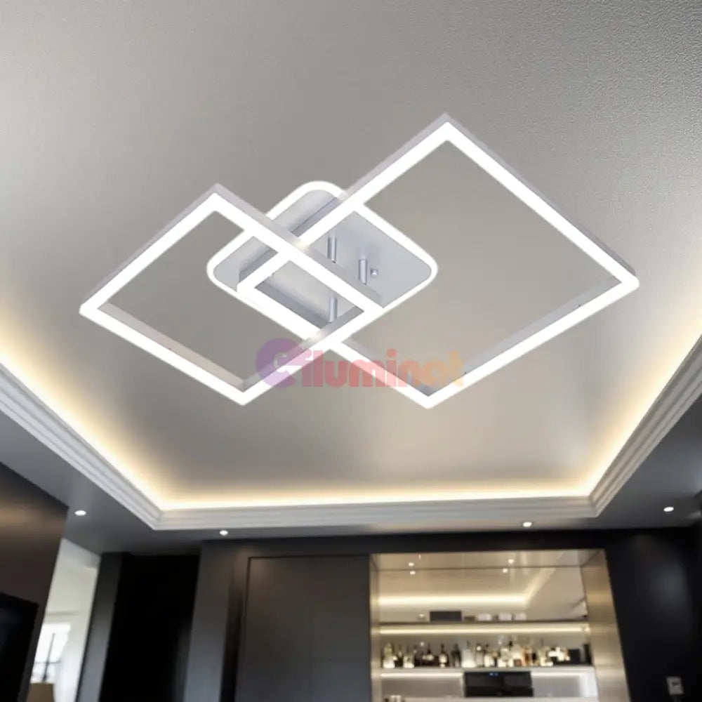 Lustra LED TWO SQUARE SILVER Echivalent 600W Telecomanda SILVER / SQUARE DESIGN Lighting Fixtures