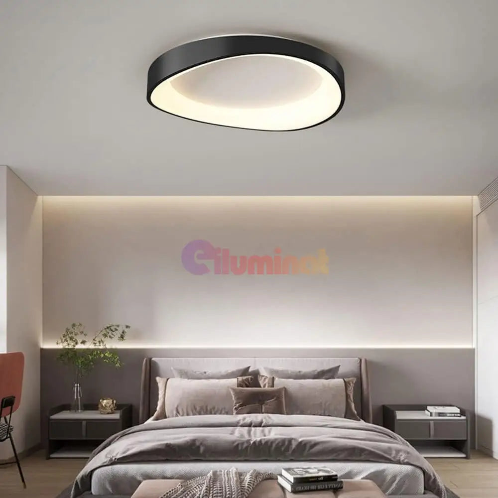 Lustra LED Valente Black Echivalent 500W Telecomanda NEAGRA / 48CM / MINIMALIST DESIGN Lighting Fixtures