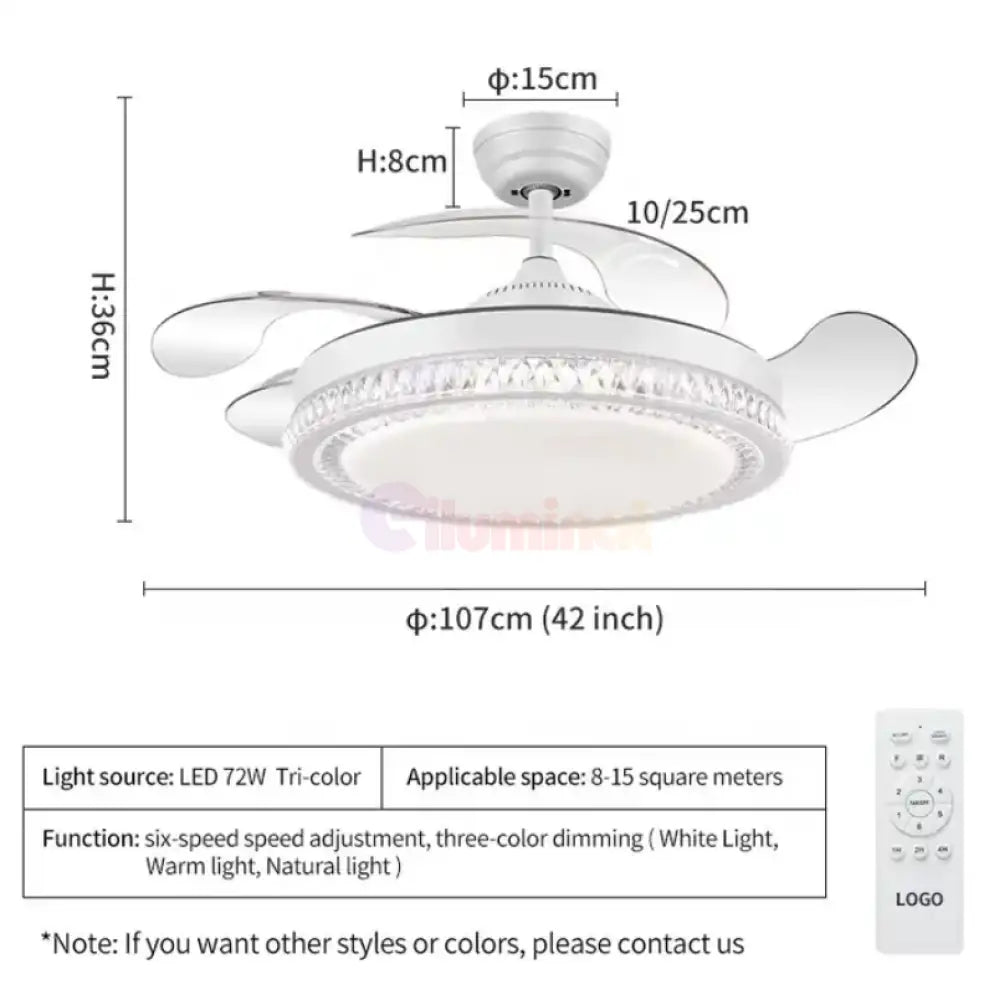 Lustra Led Ventilator 120W Pale Pliabile Cu Telecomanda Lighting Fixtures