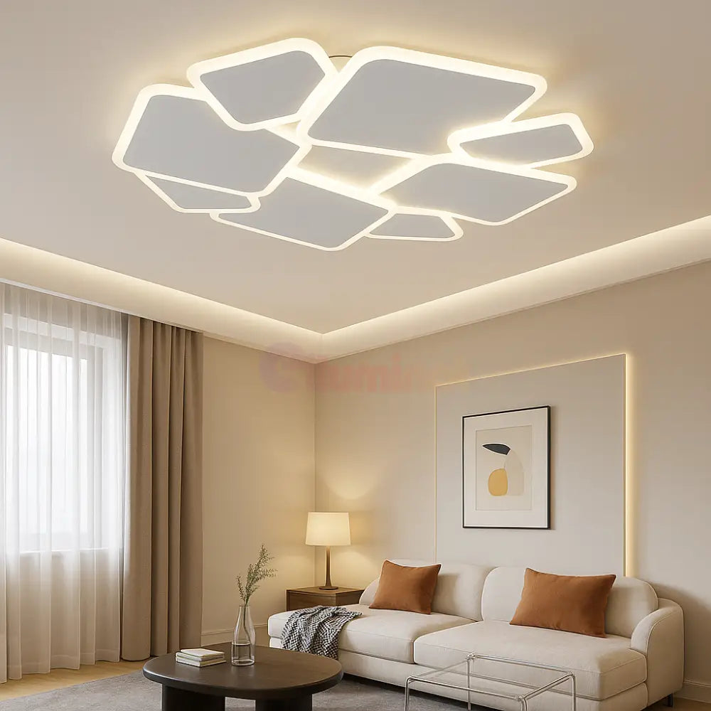 Lustra LED VERRA Squares 3 Functii Echivalent 670W Telecomanda ALBA / MINIMALIST DESIGN / 50CM Lighting Fixtures