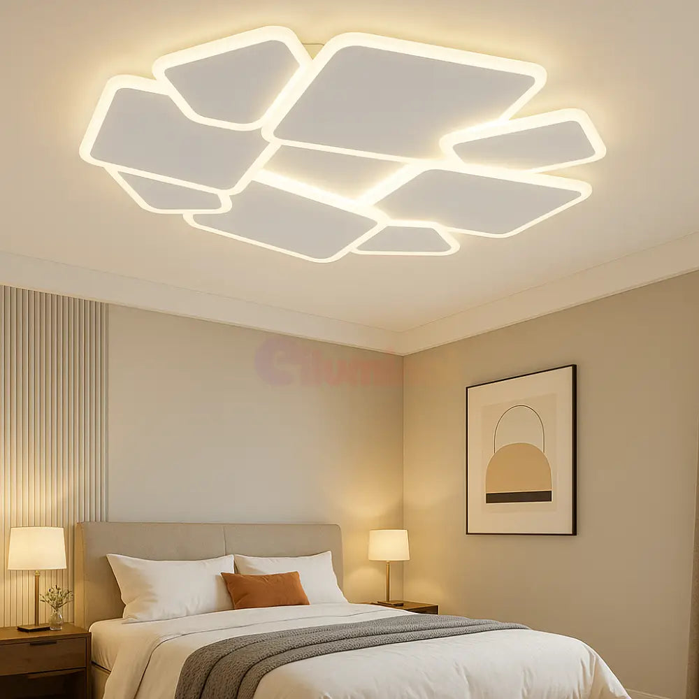 Lustra LED VERRA Squares 3 Functii Echivalent 670W Telecomanda ALBA / MINIMALIST DESIGN / 50CM Lighting Fixtures