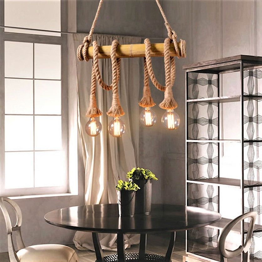 Lustra Retro Design Bamboo 4Xe27 Lighting Fixtures