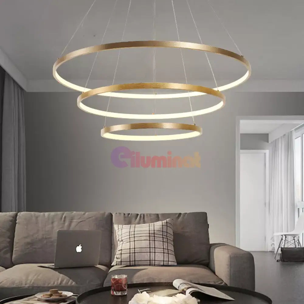 Lustra Led 154W Wonder Gold 3 Segmente Telecomanda Lighting Fixtures