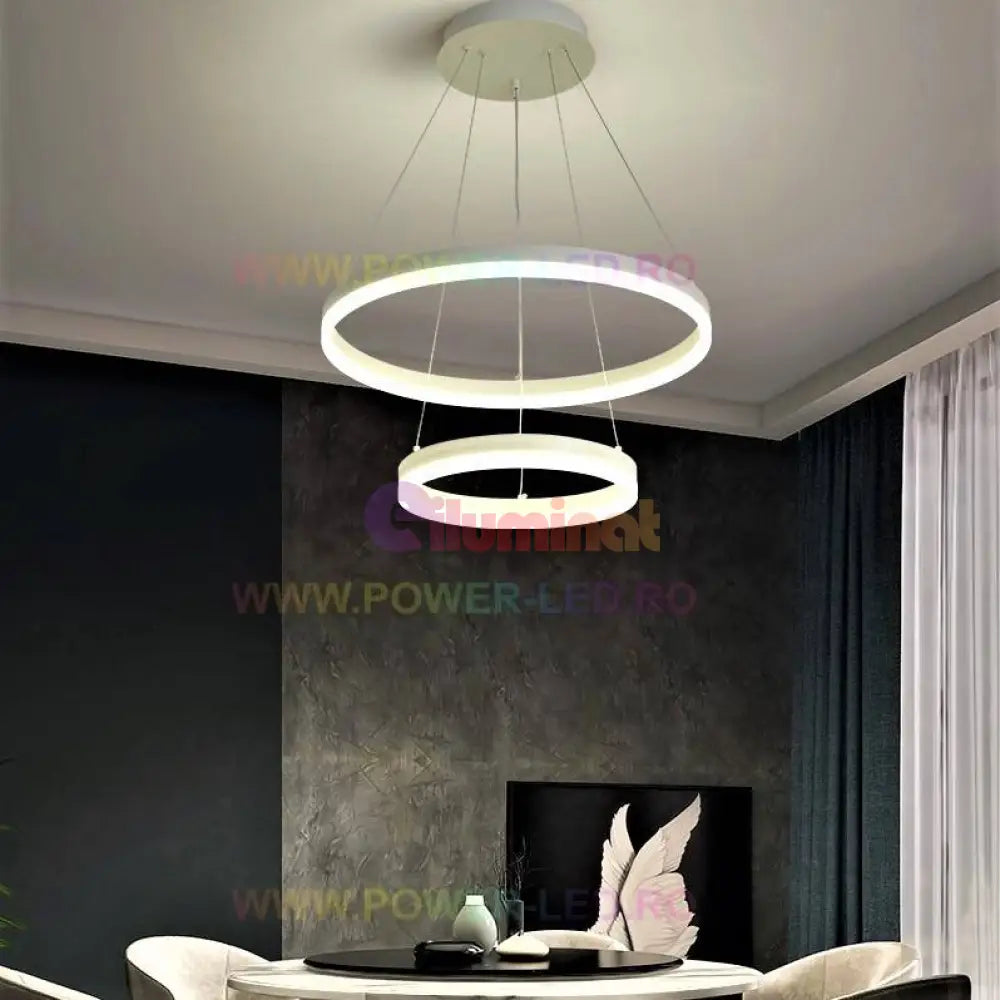 Lustra Led Wonderland Alba 2 Segmente Echivalent 400W Lighting Fixtures