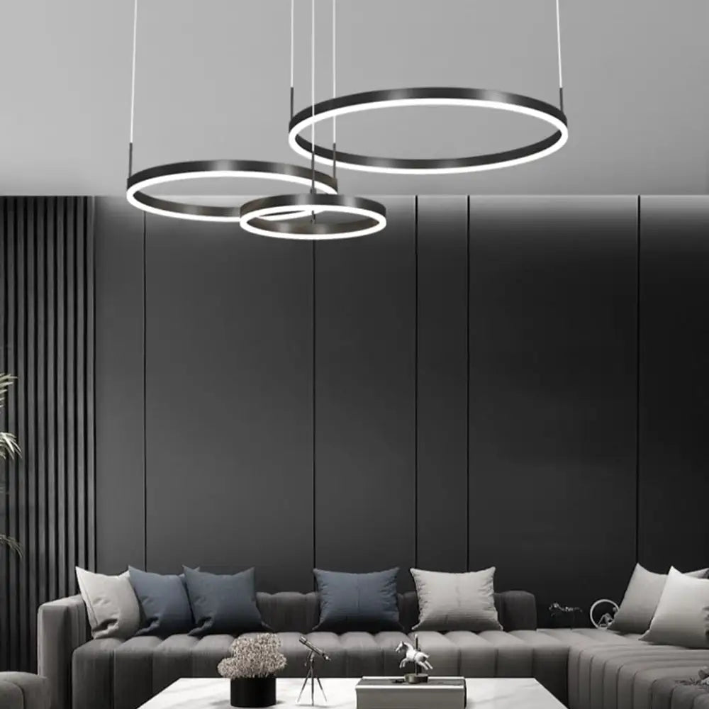 Lustra Led 160W Wonderland Black 3 Segmente Mobile Telecomanda - 30 + 40 + 60Cm Lighting Fixtures