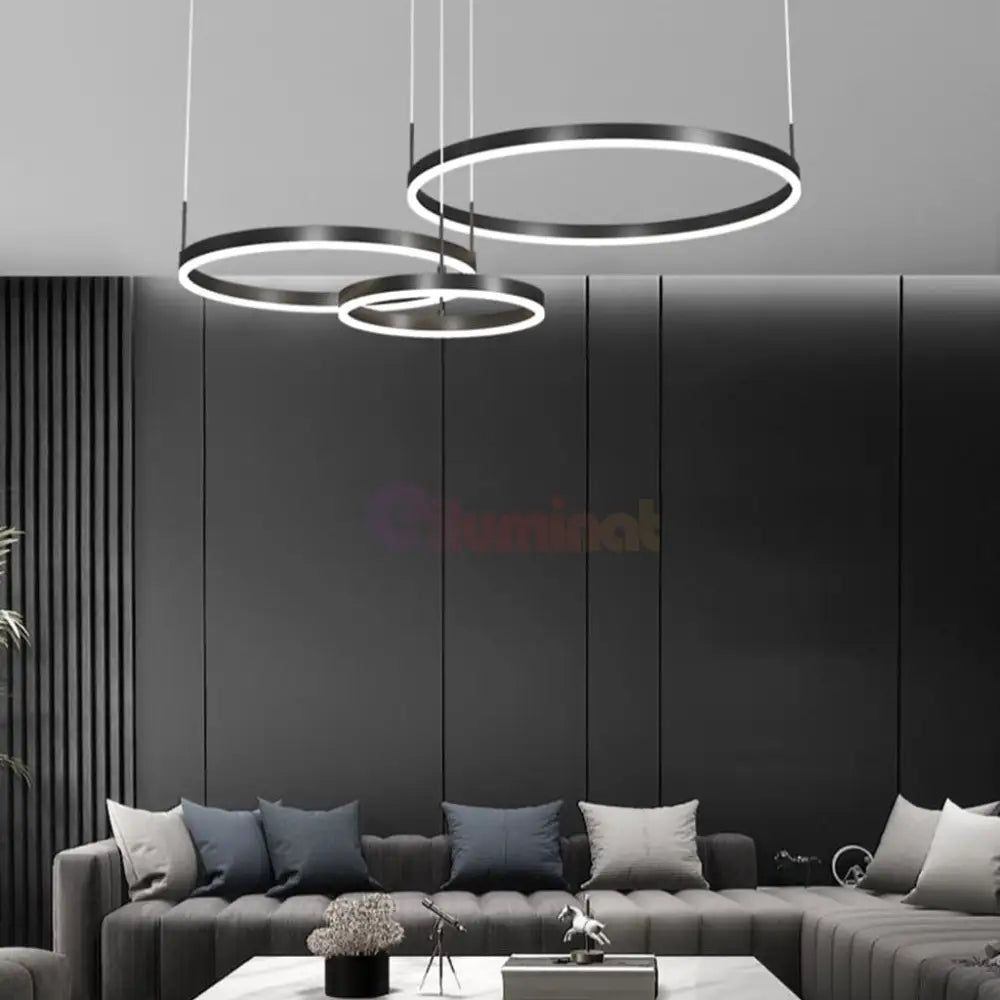 Lustra Led 160W Wonderland Black 3 Segmente Mobile Telecomanda - 30 + 40 + 60Cm Lighting Fixtures