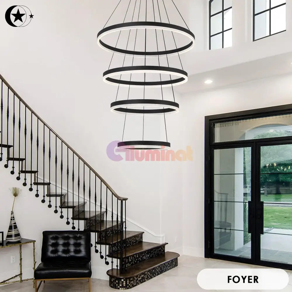 Lustra Led Wonderland Black 4 Segmente Echivalent 1000W Chandeliers